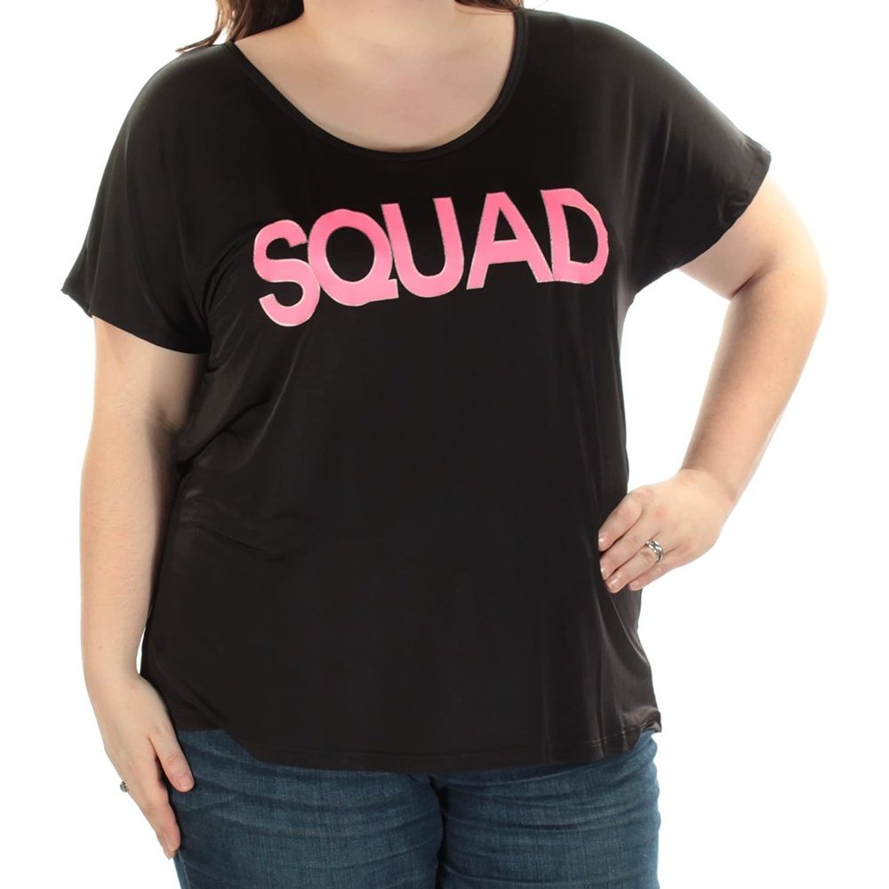 Material Girl Womens Plus Size Be Squad Graphic Tee Size 1X